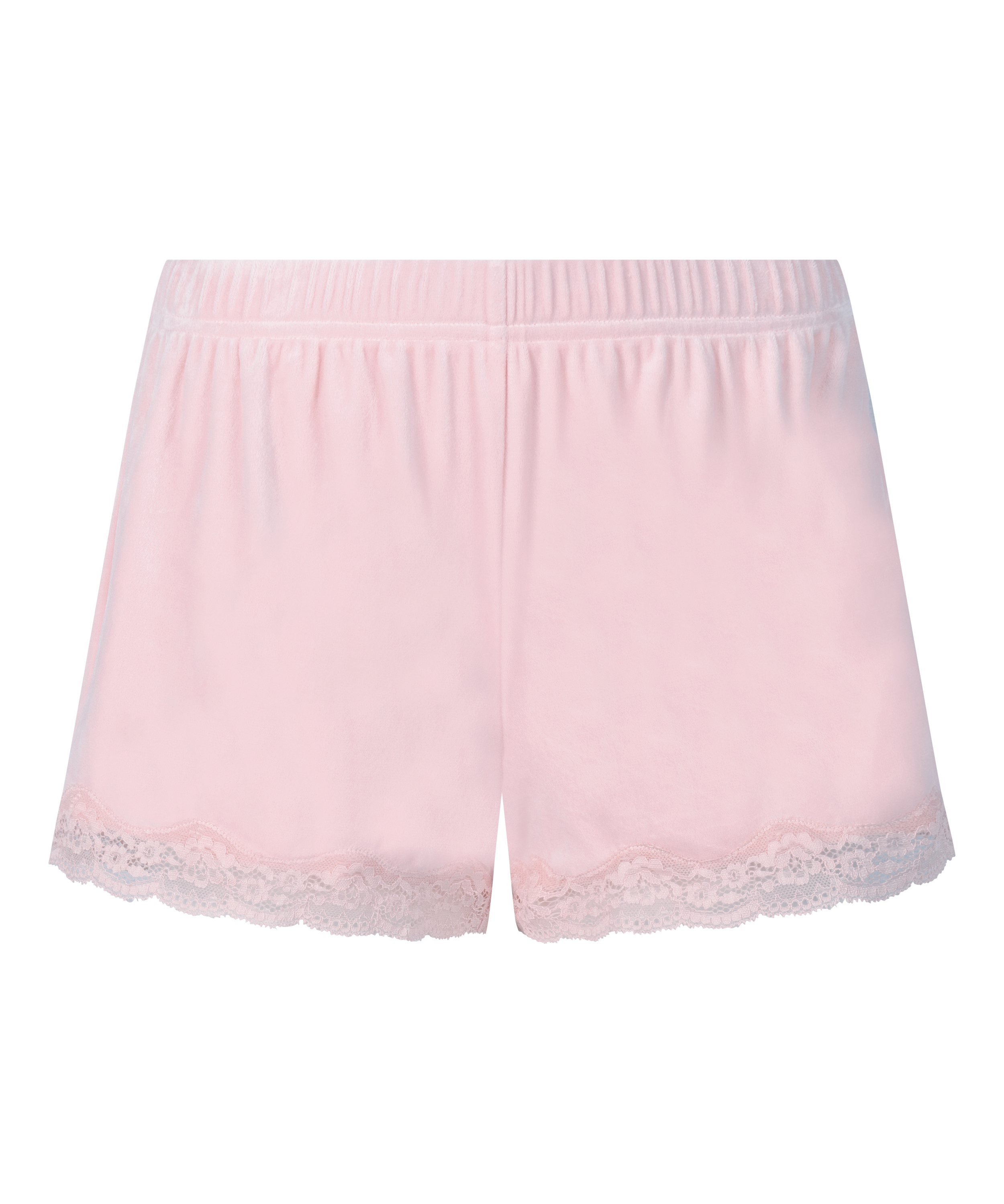 Short en velours &agrave; dentelle, Rose, main