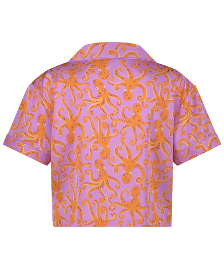 Veste à manches courtes en satin, Violet