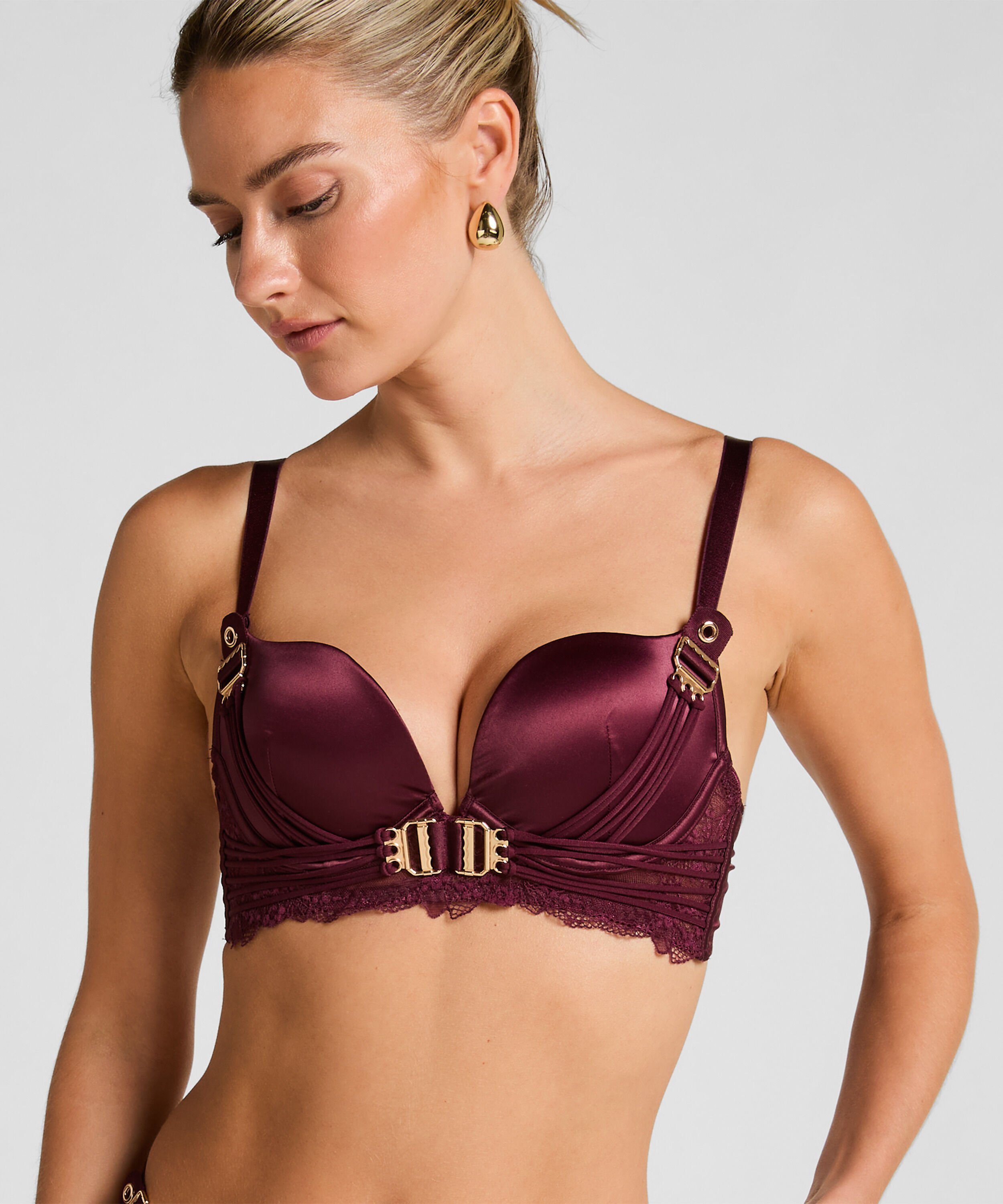 Soutien-gorge &agrave; armatures longline push-up pr&eacute;form&eacute; Avela, Rouge