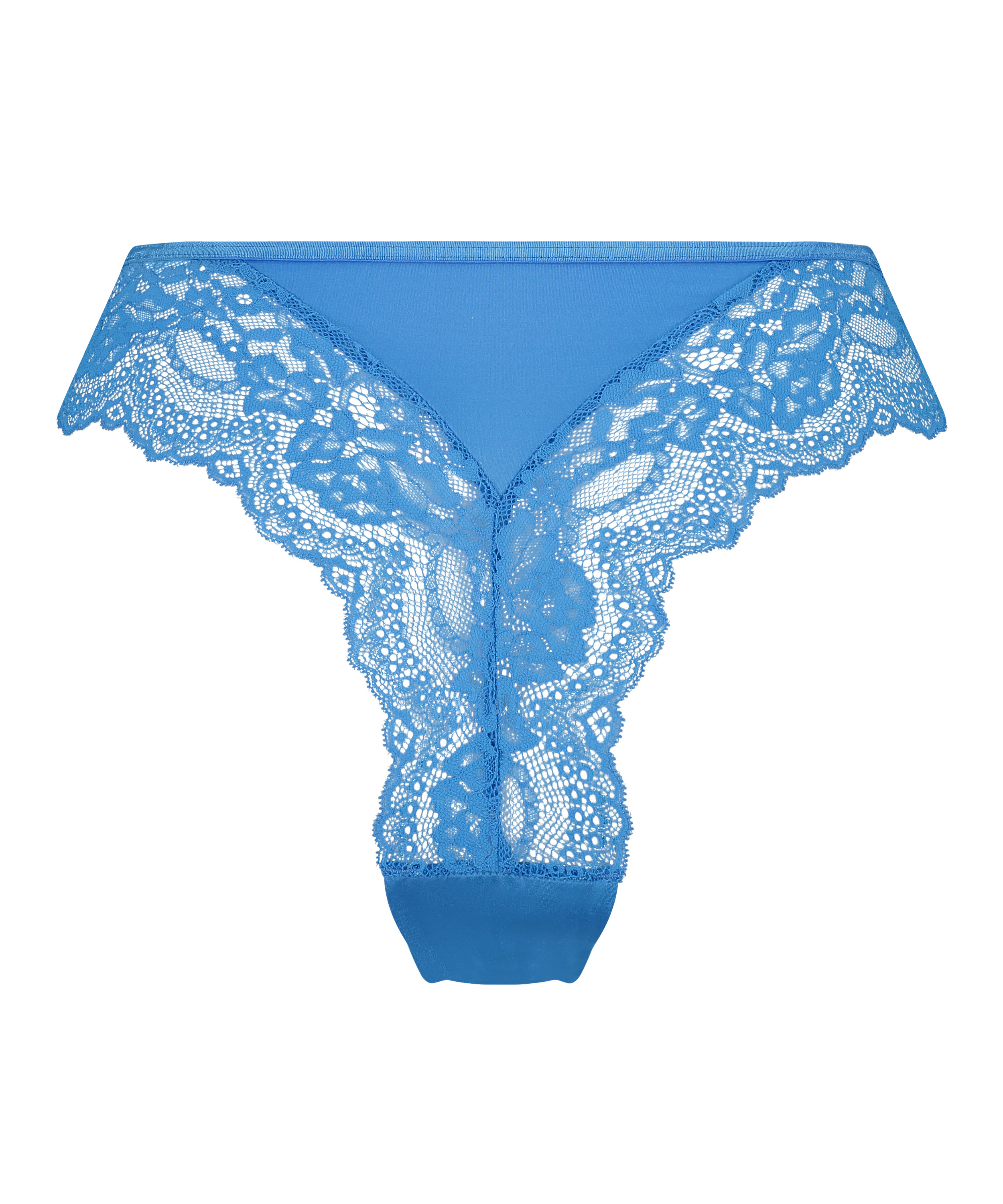 Slip brésilien jambes hautes Dora, Bleu, main