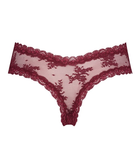 Slip br&eacute;silien V-shape mesh, Rouge