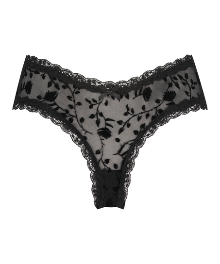 Slip brésilien V-shape mesh, Noir