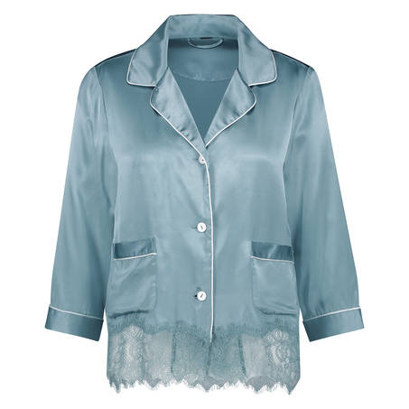 Veste de pyjama en soie, Bleu