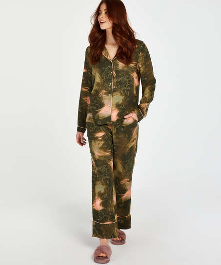 Haut de pyjama &agrave; manches longues World Map, Vert