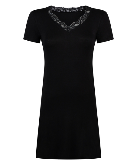 Chemise de nuit en jersey, Noir