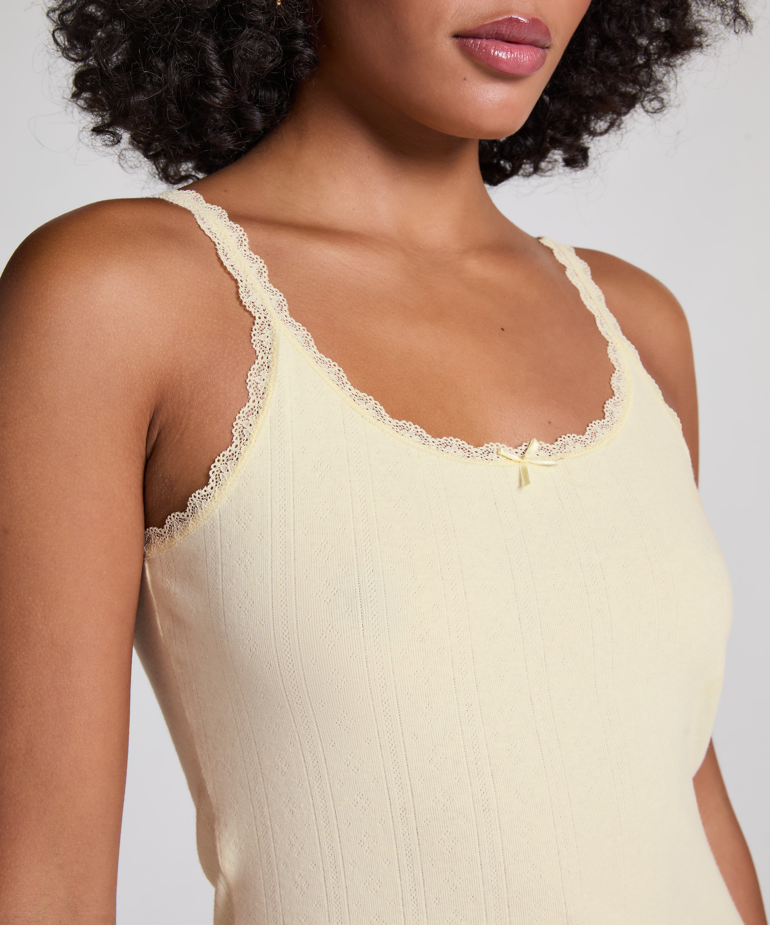 Débardeur Pointelle, Jaune, main