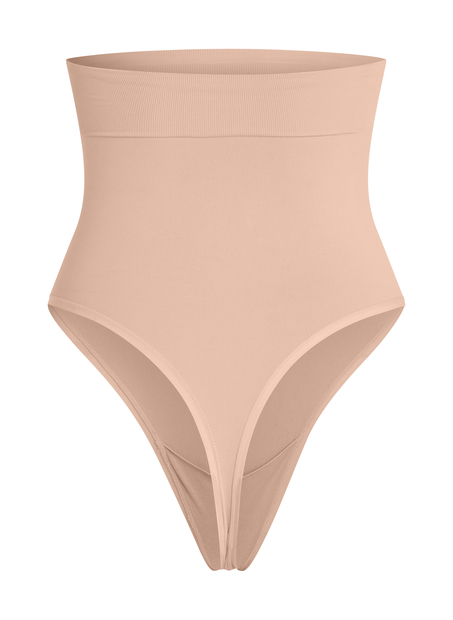 String taille haute à gaine sculptante sans coutures mise en forme, Beige