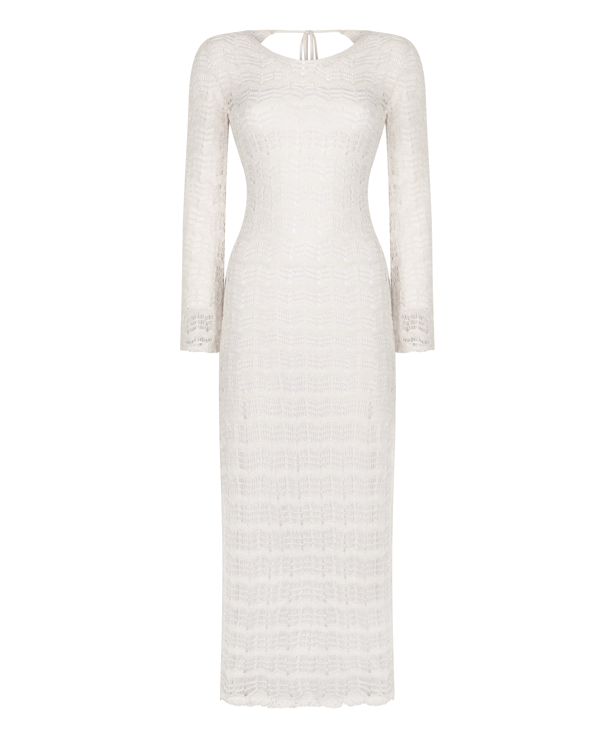 Robe maxi en crochet, Blanc, main