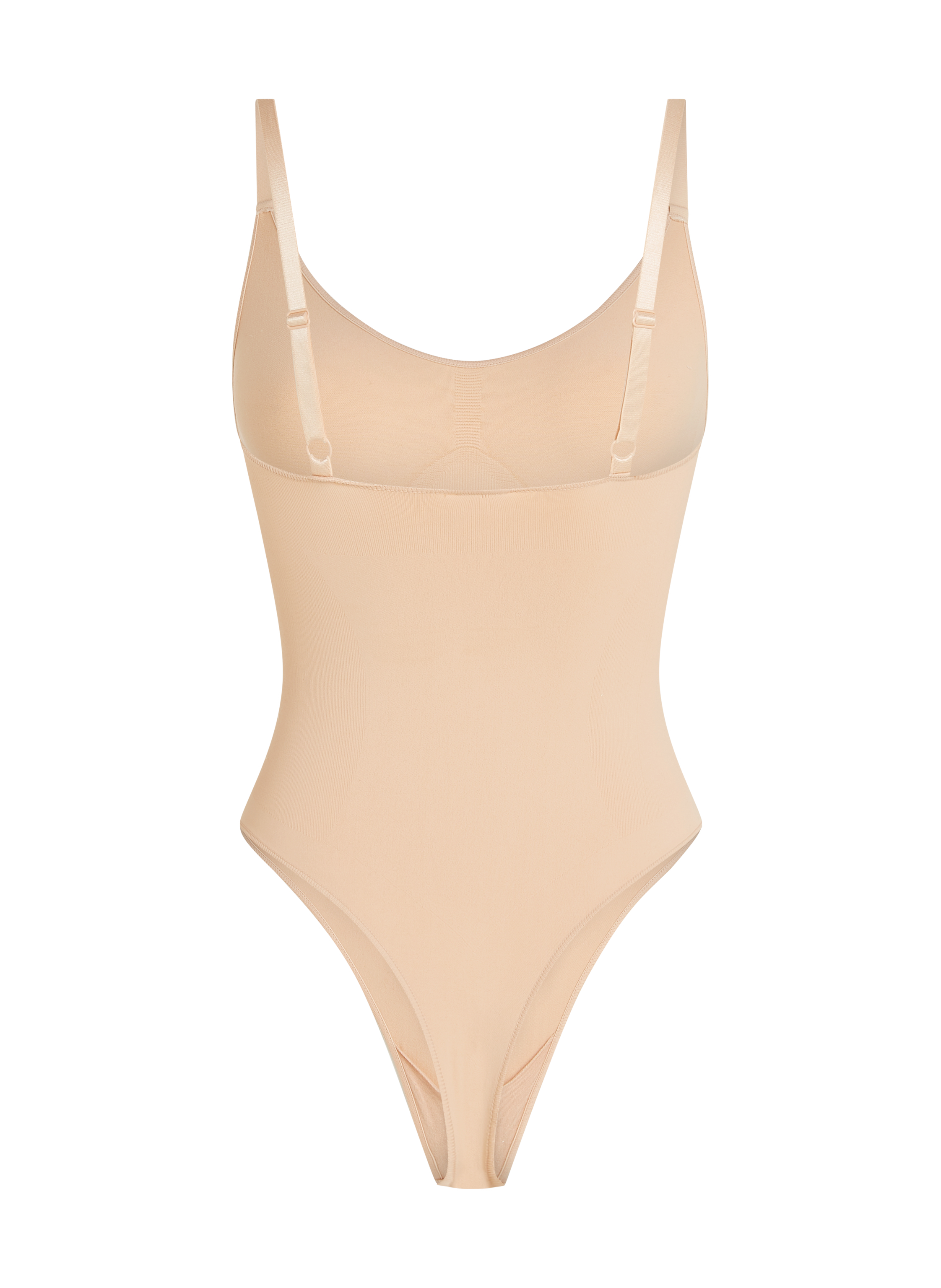 Body à jambe haute sans couture mise en forme, Beige, main