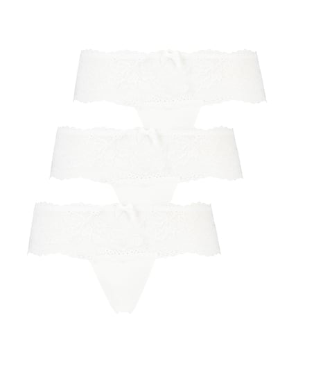 Lot de 3 boxers string Florence, Blanc