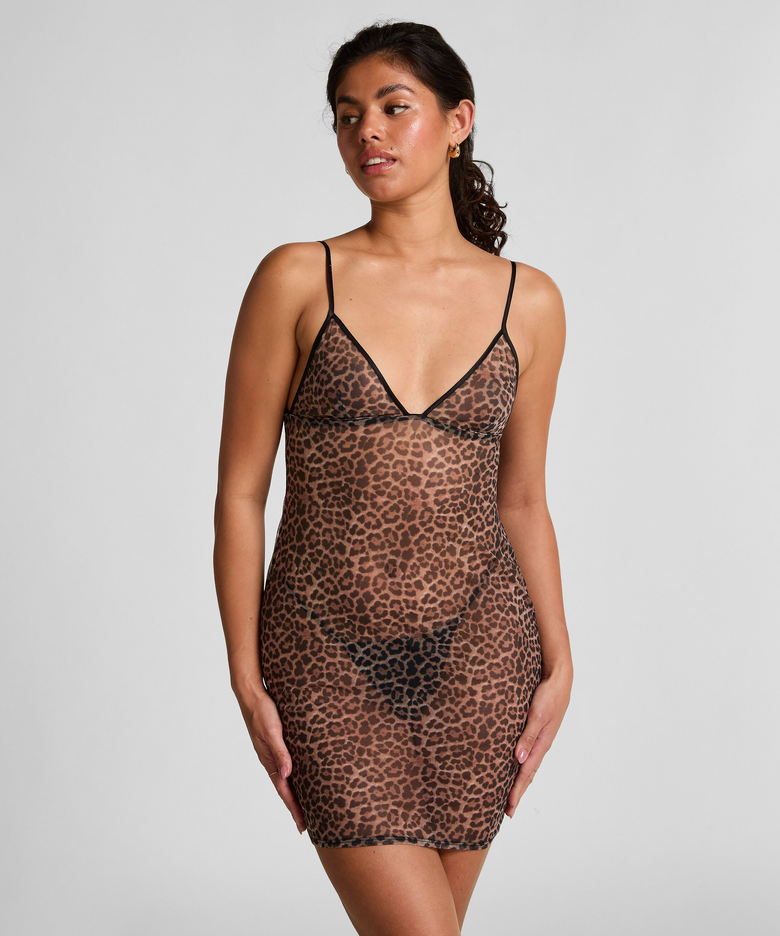 Nuisette en maille léopard, Noir