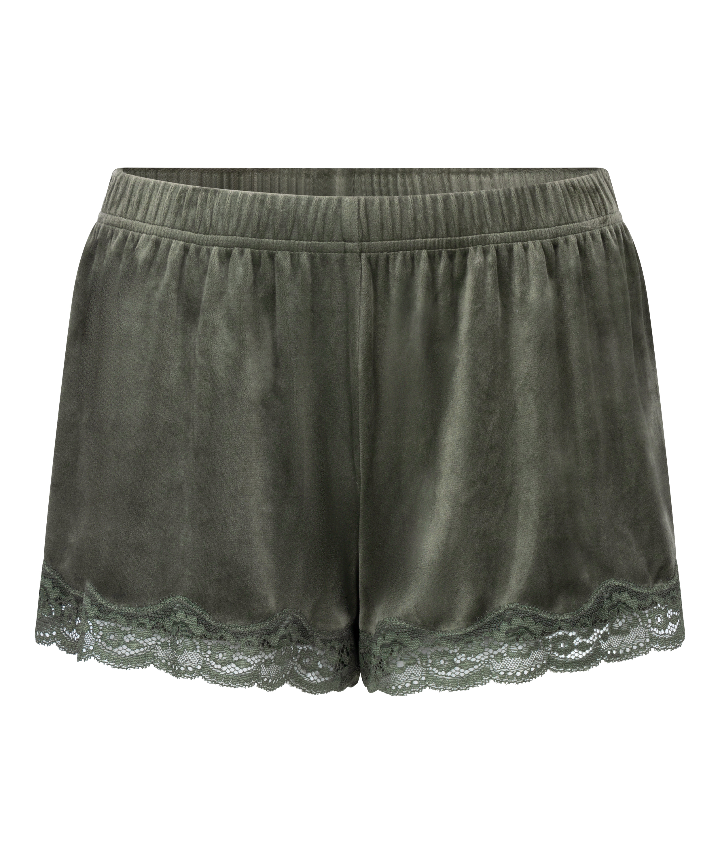 Short en velours à dentelle, Vert, main