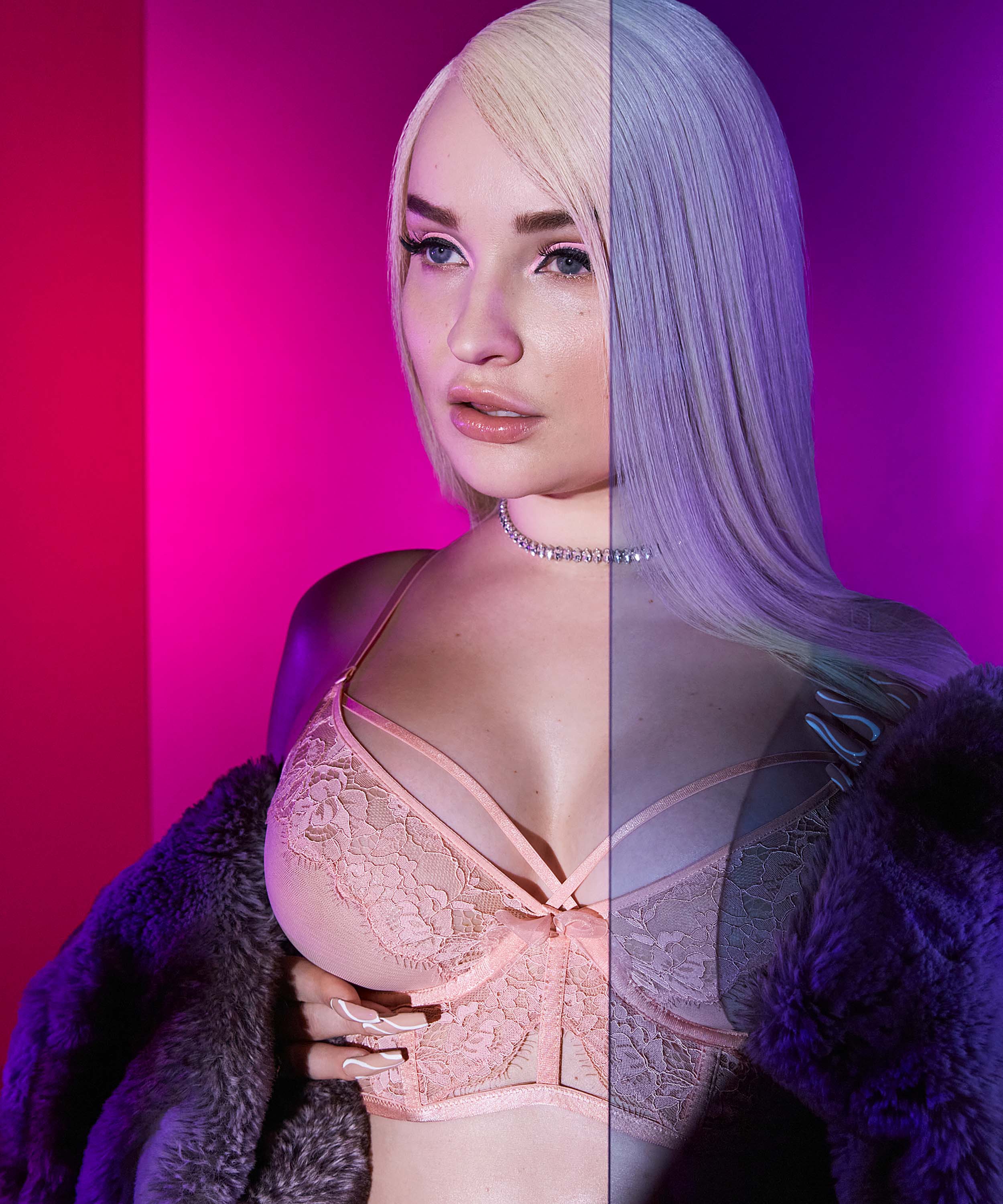 Soutien-gorge à armatures non préformé longline Louise Kim Petras, Rose, main