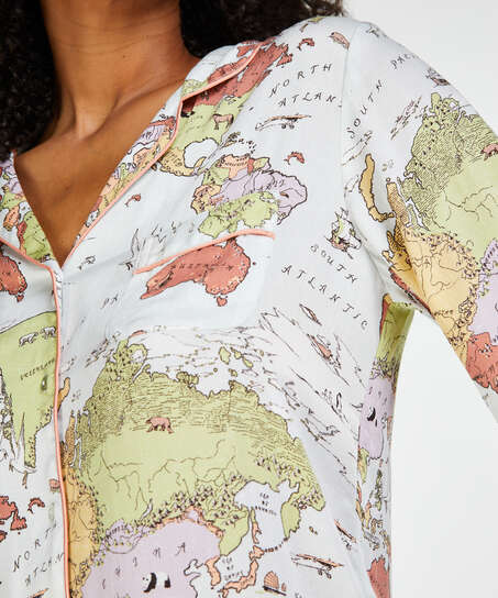 Veste de pyjama manches longues, Bleu