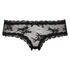 Slip brésilien V-shape Floral Mesh, Noir