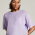 Top velours manches courtes, Violet