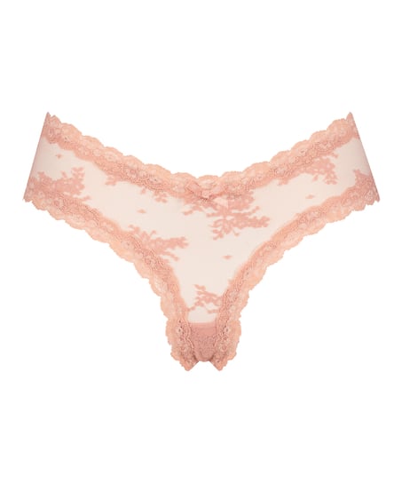 Slip br&eacute;silien V-shape mesh, Rose