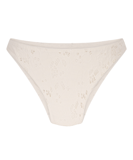 Bas de bikini échancré en crochet, Blanc