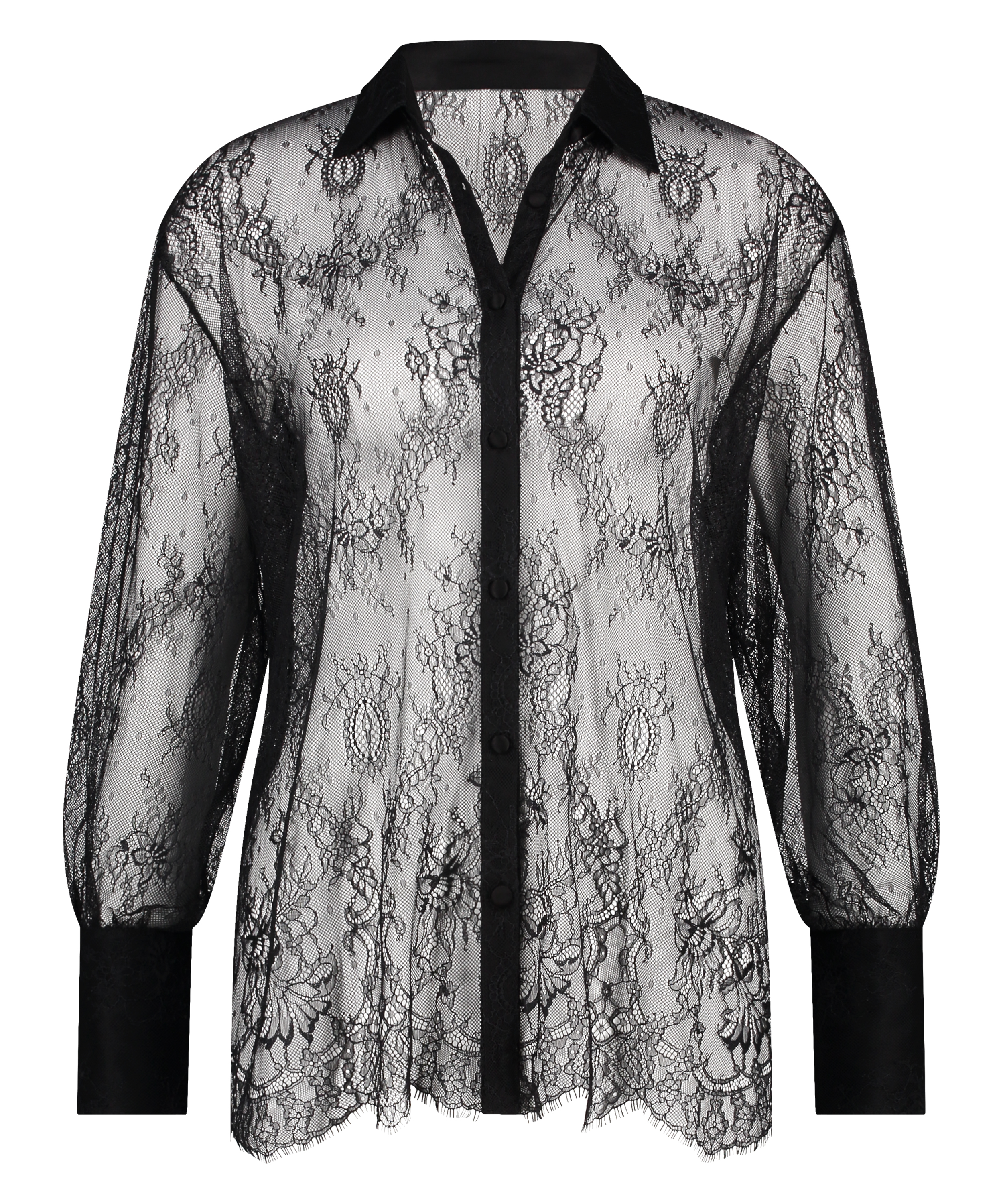 Haut en dentelle Camille, Noir, main