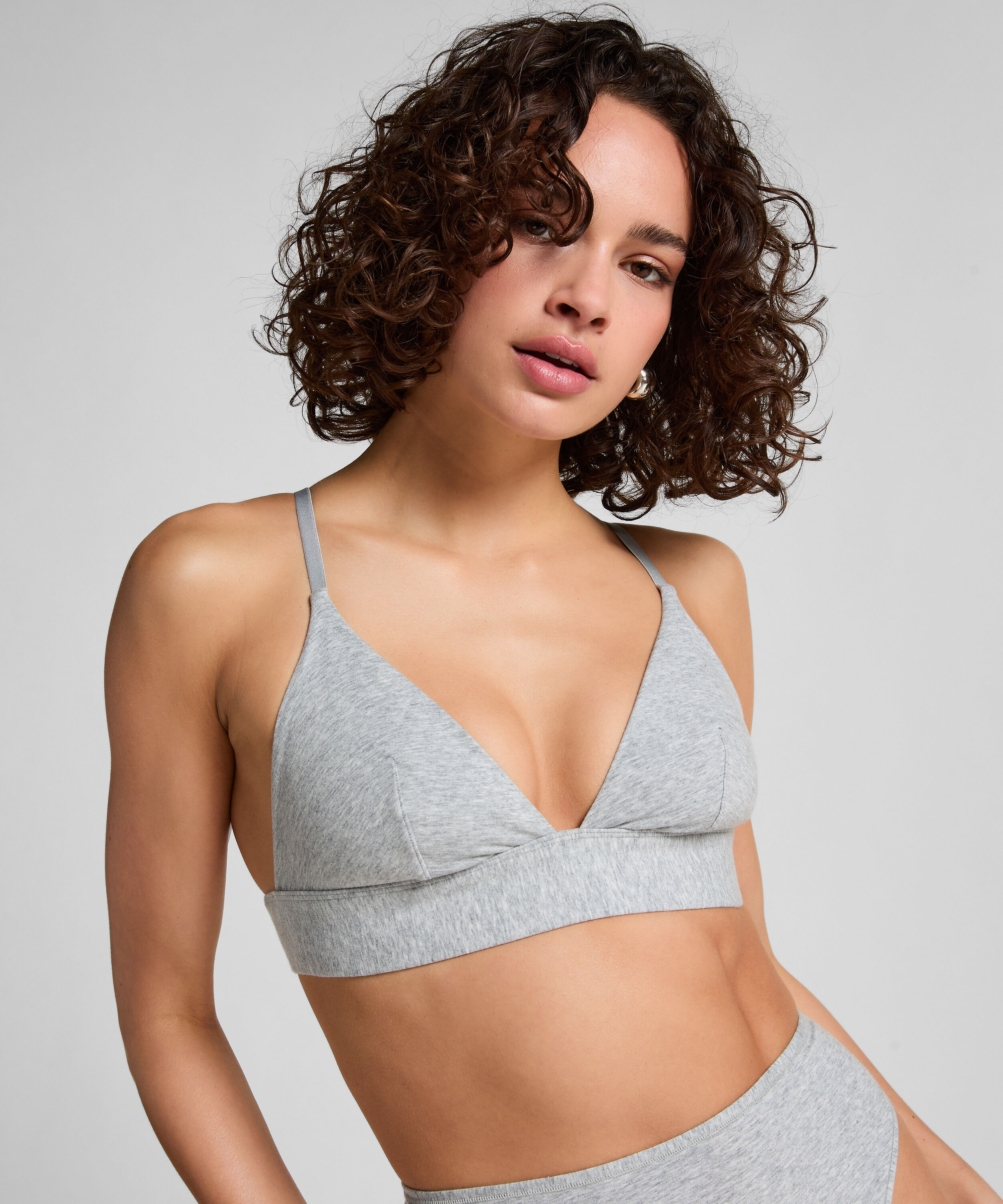 Brassière en coton, Gris Brassière en coton, Gris