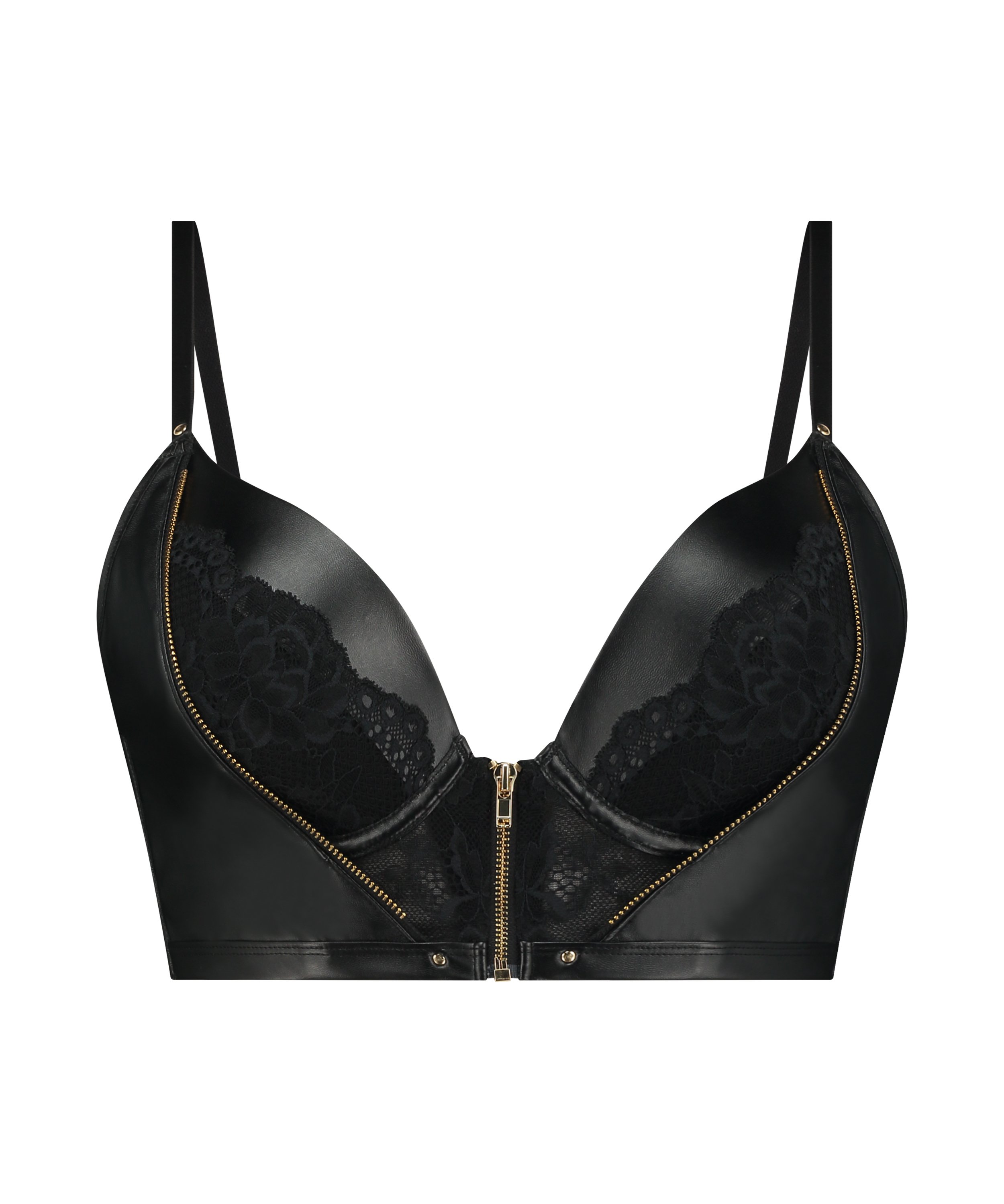 Soutien-gorge à armatures push-up préformé longline Talia, Noir, main