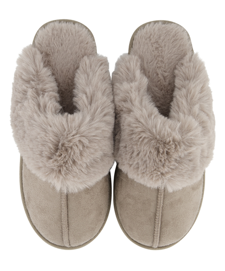 Pantoufles mules Teddy, Marron