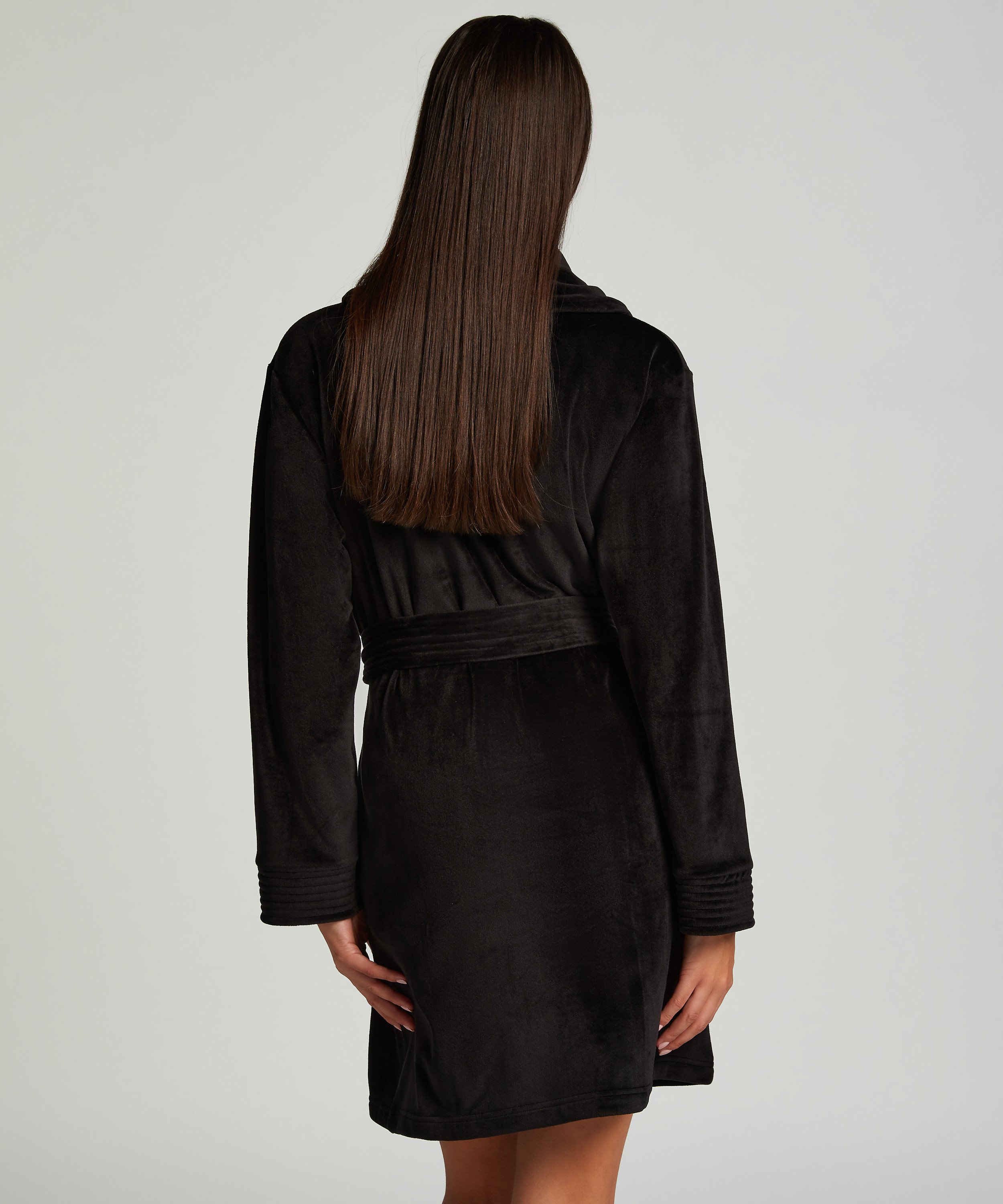 Peignoir court Velours, Noir, main