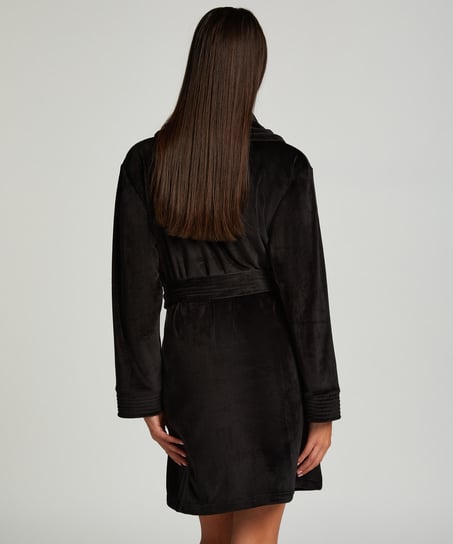 Peignoir court Velours, Noir