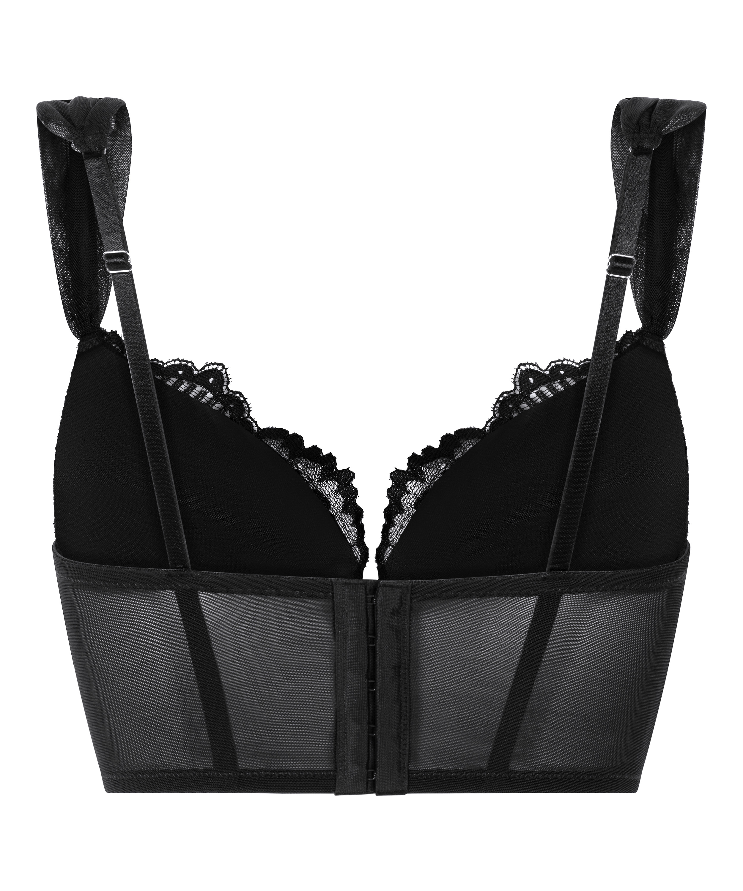 Soutien-gorge à armatures préformé push-up et longline Whitney, Noir, main
