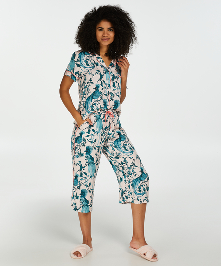 Veste de pyjama manches courtes Woven, Rose