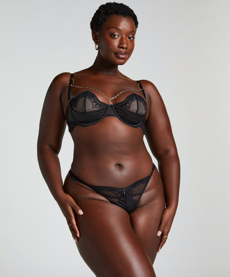 Soutien-gorge rembourré demi-bonnet à armatures préformé Belladonna, Noir