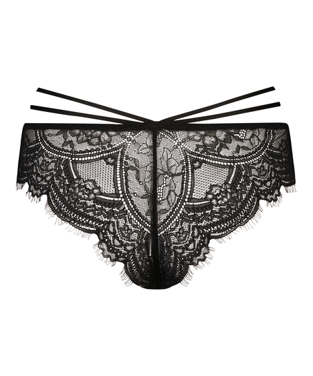 Slip br&eacute;silien &eacute;chancr&eacute; Sian, Noir