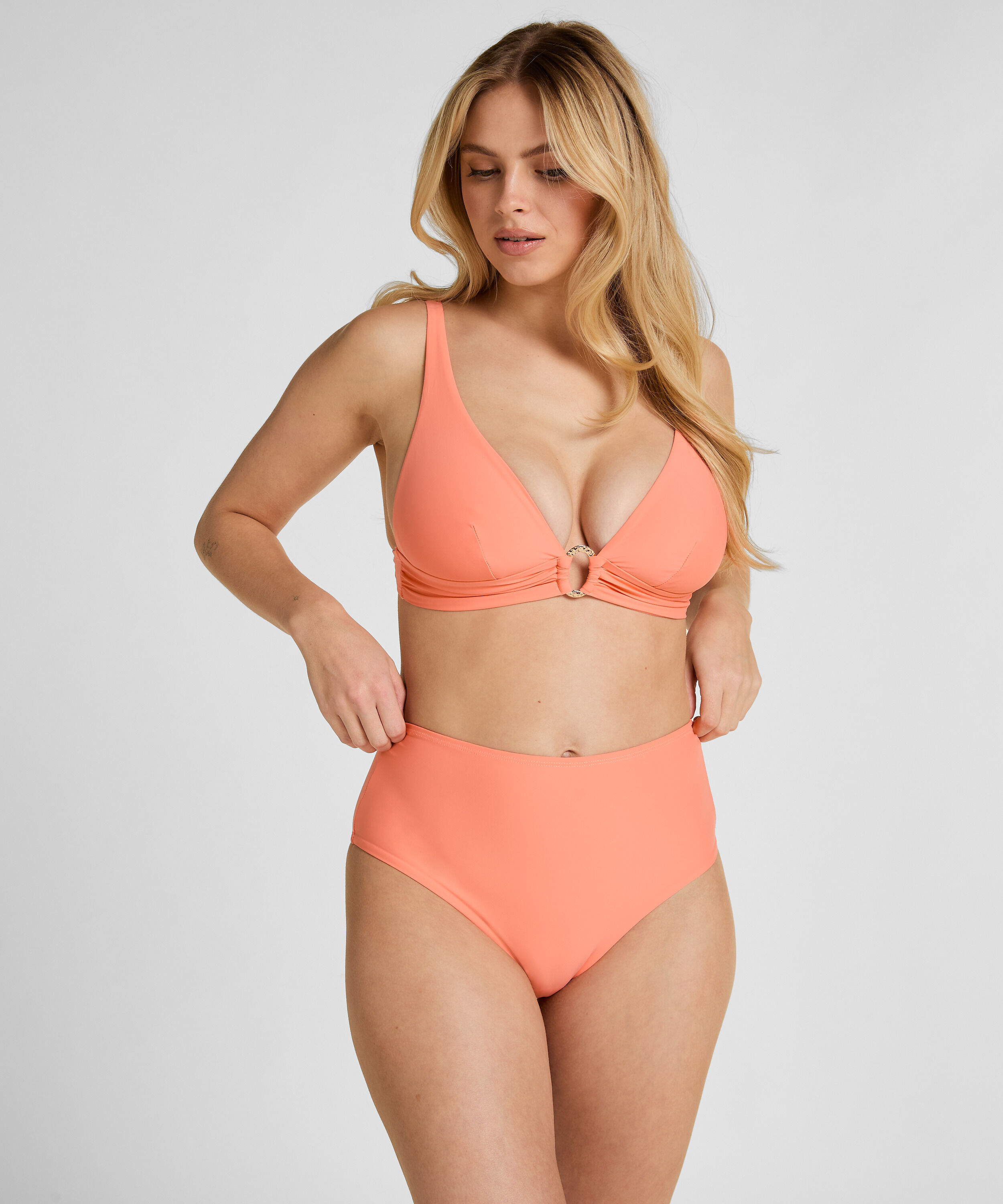Culotte de Bikini Taille Haute Gainante Luxe, Orange