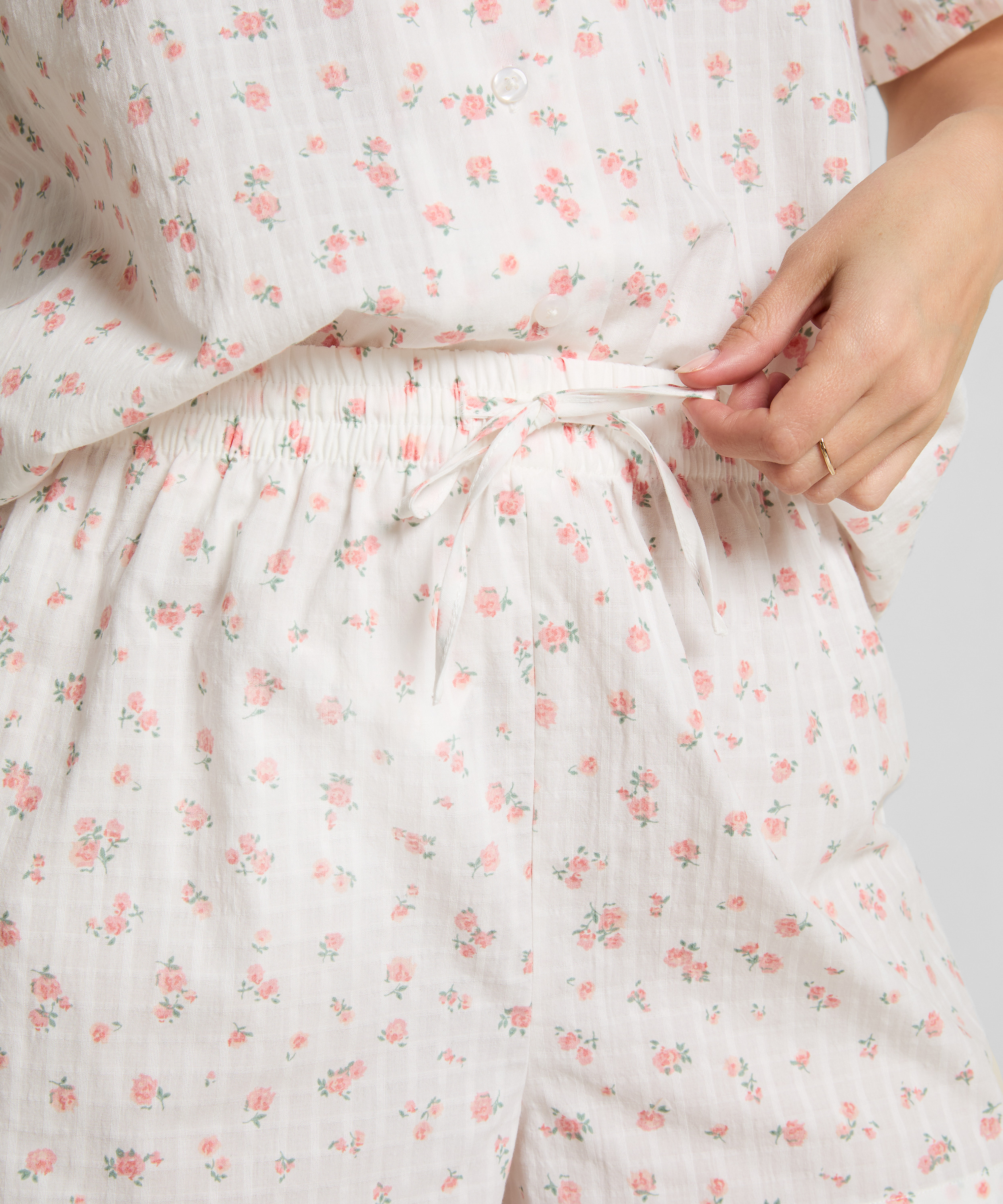 Short de pyjama tissé, Blanc, main