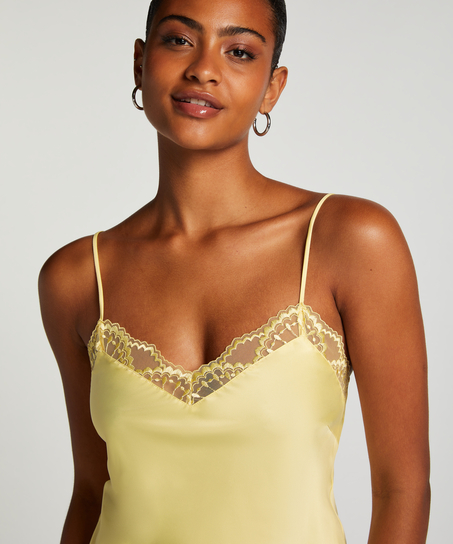 Haut de camisole Satin Dentelle, Jaune