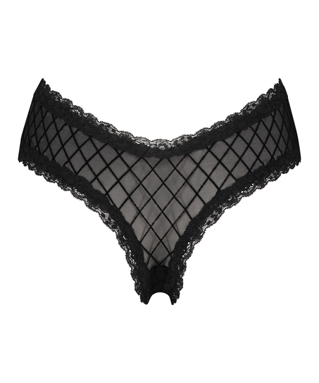 Slip brésilien V-shape mesh, Noir