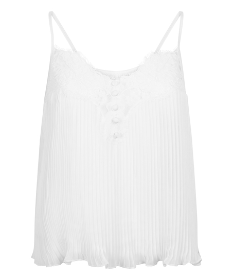 Cami en dentelle Plisse, Blanc