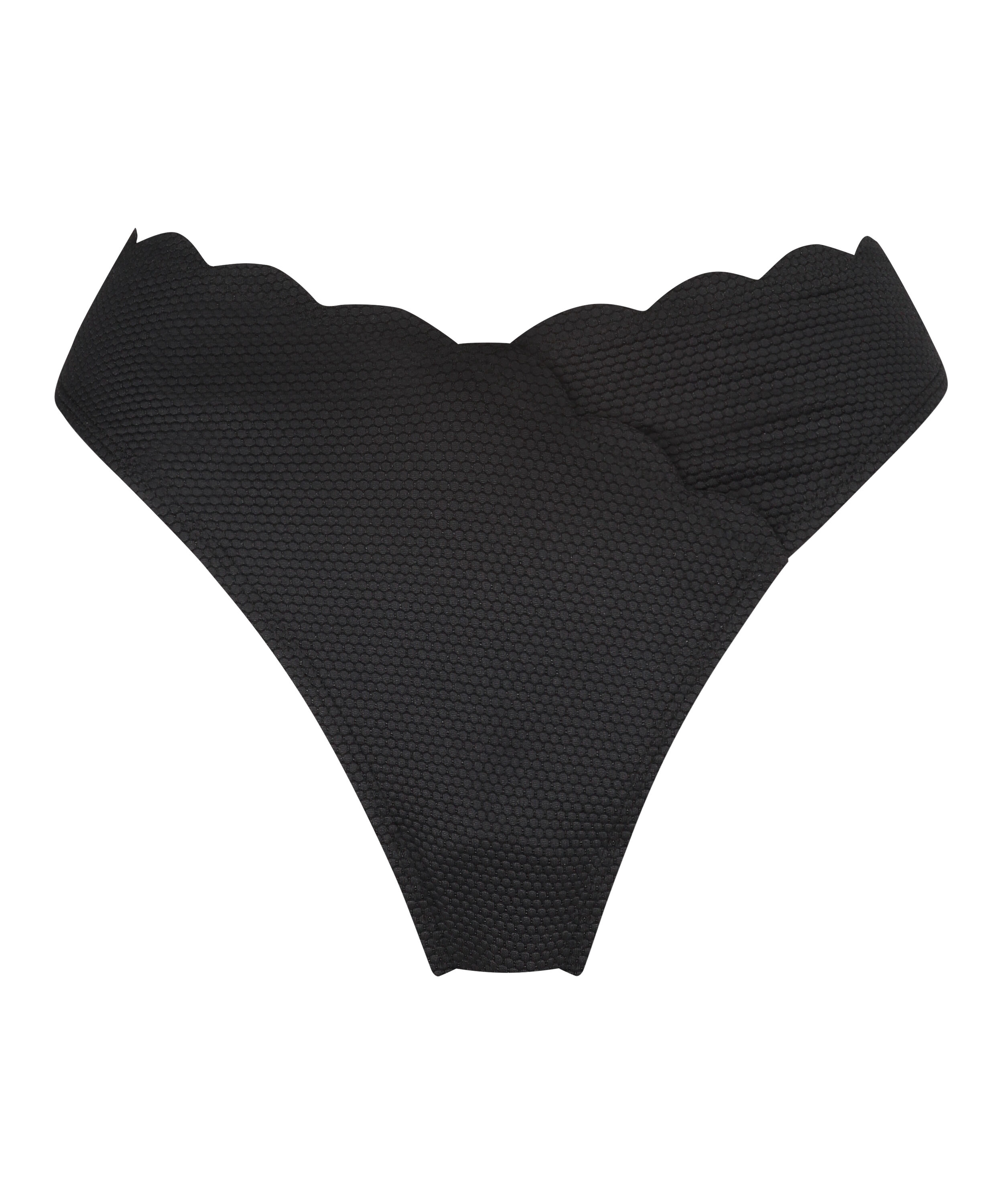 Slip de Bikini Échancrés Scallop, Noir Slip de Bikini Échancrés Scallop, Noir