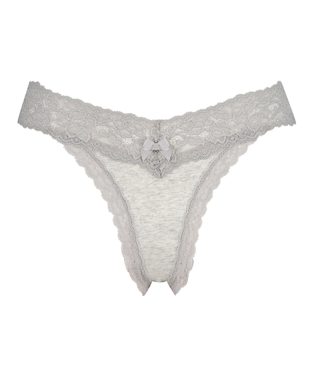 String taille extra basse en coton, Gris