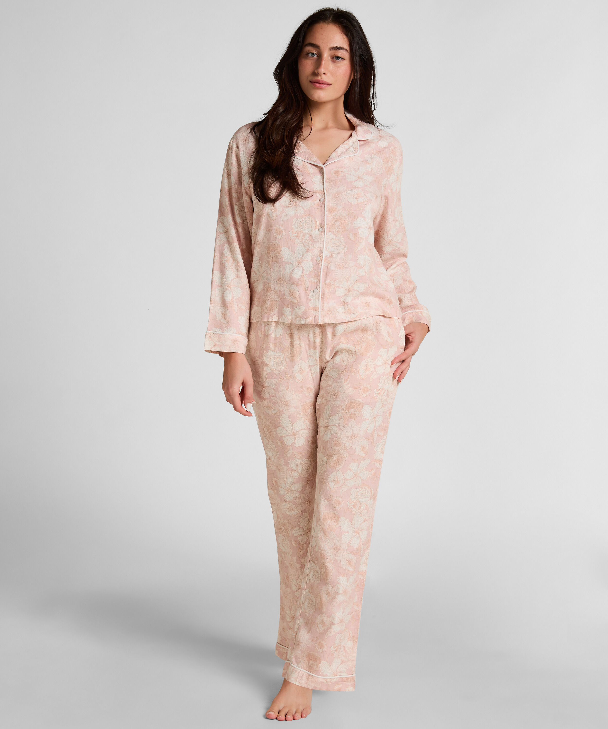 Veste de Pyjama en Lin à Fleurs