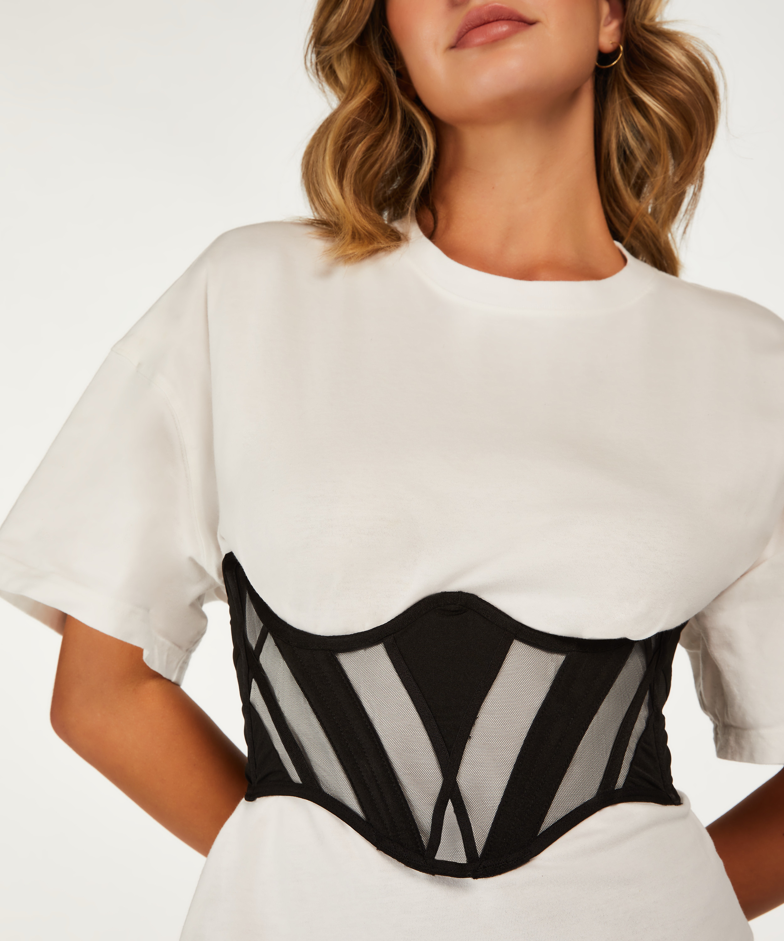 Bustier Slay, Noir, main