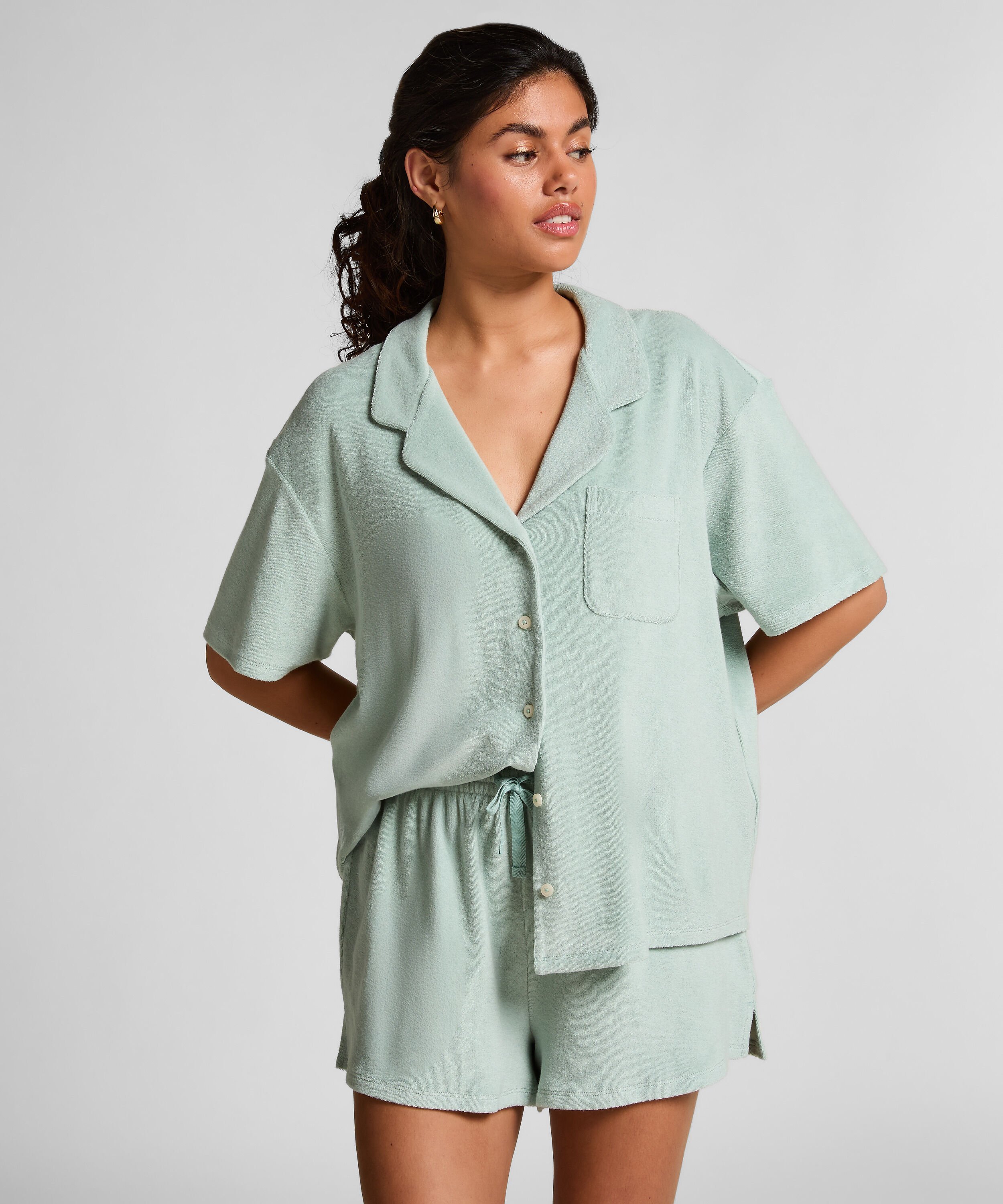 Short en tissu éponge, Vert Short en tissu éponge, Vert