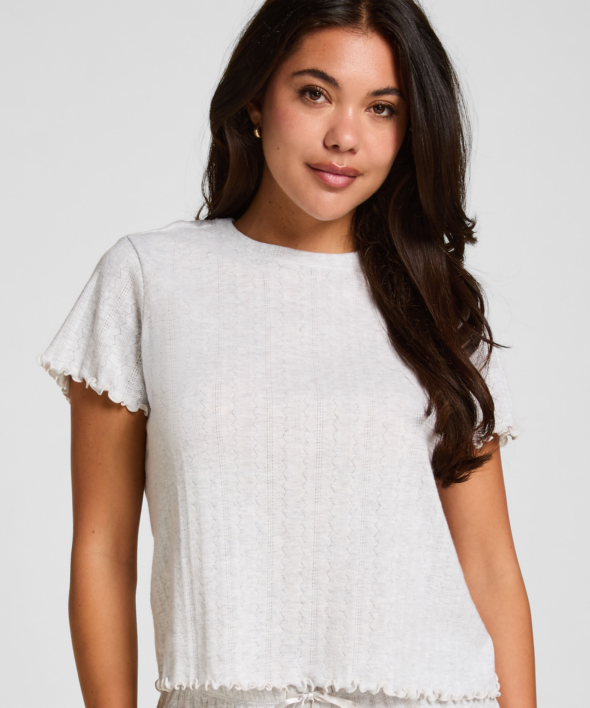 Haut de pyjama à manches courtes Loose Fit, Beige