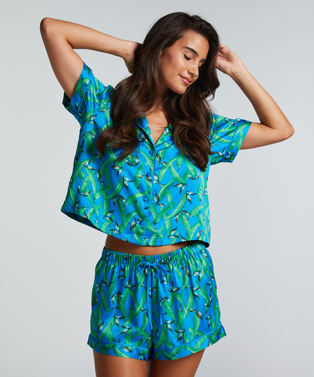 Short de pyjama Satin, Bleu