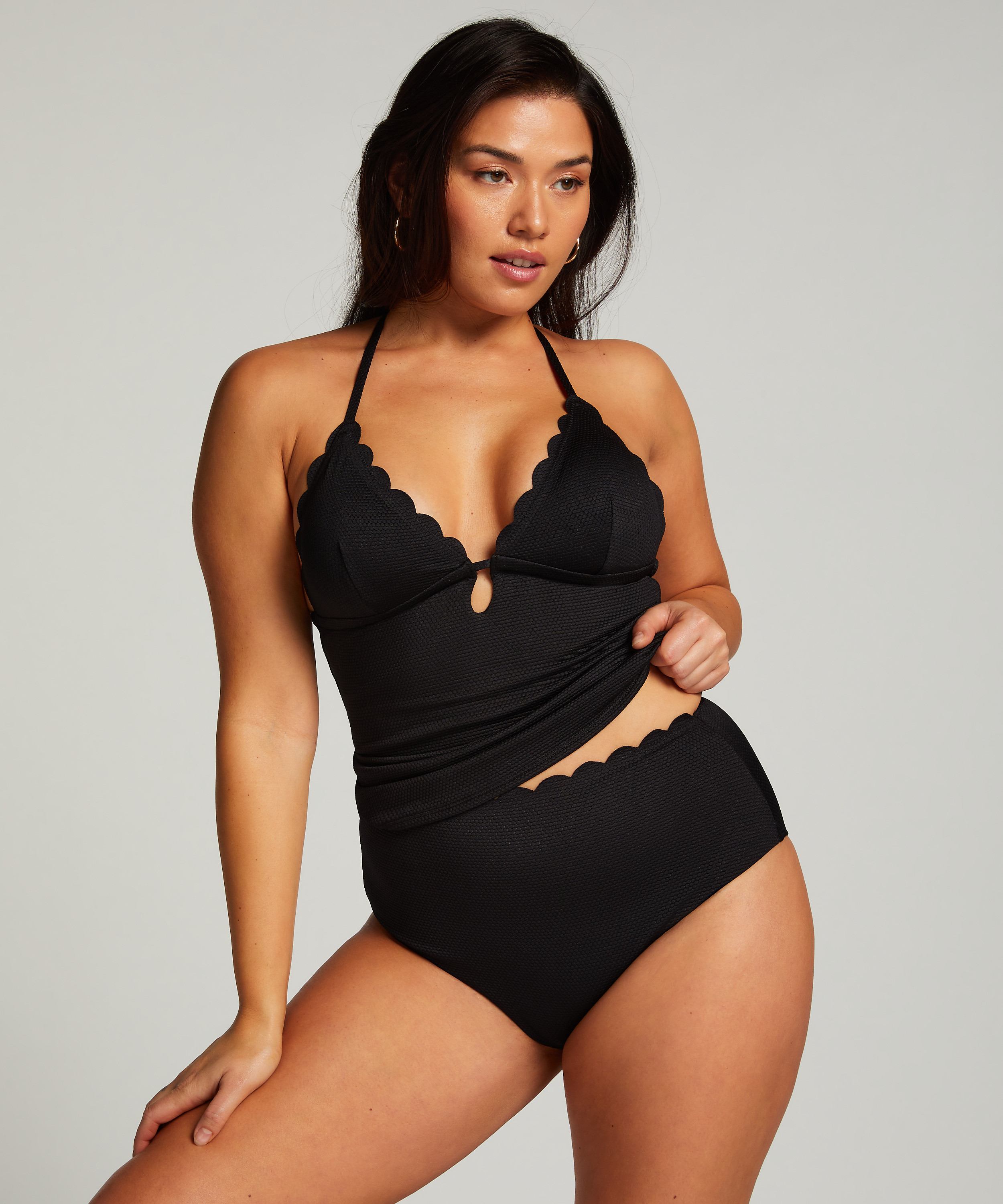 Slip de Bikini Rio Scallop, Noir, main