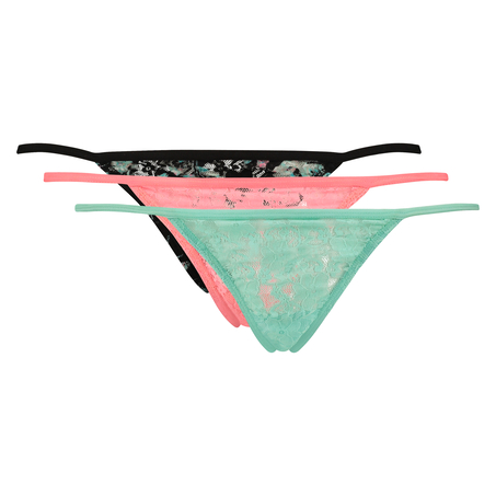 3-pack tangas lace, Bleu