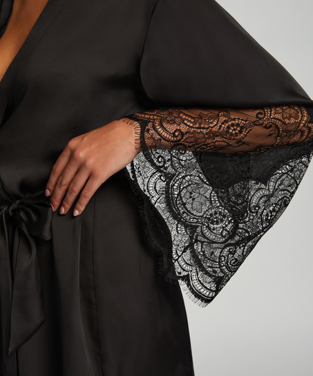 Kimono Lace Satin, Noir