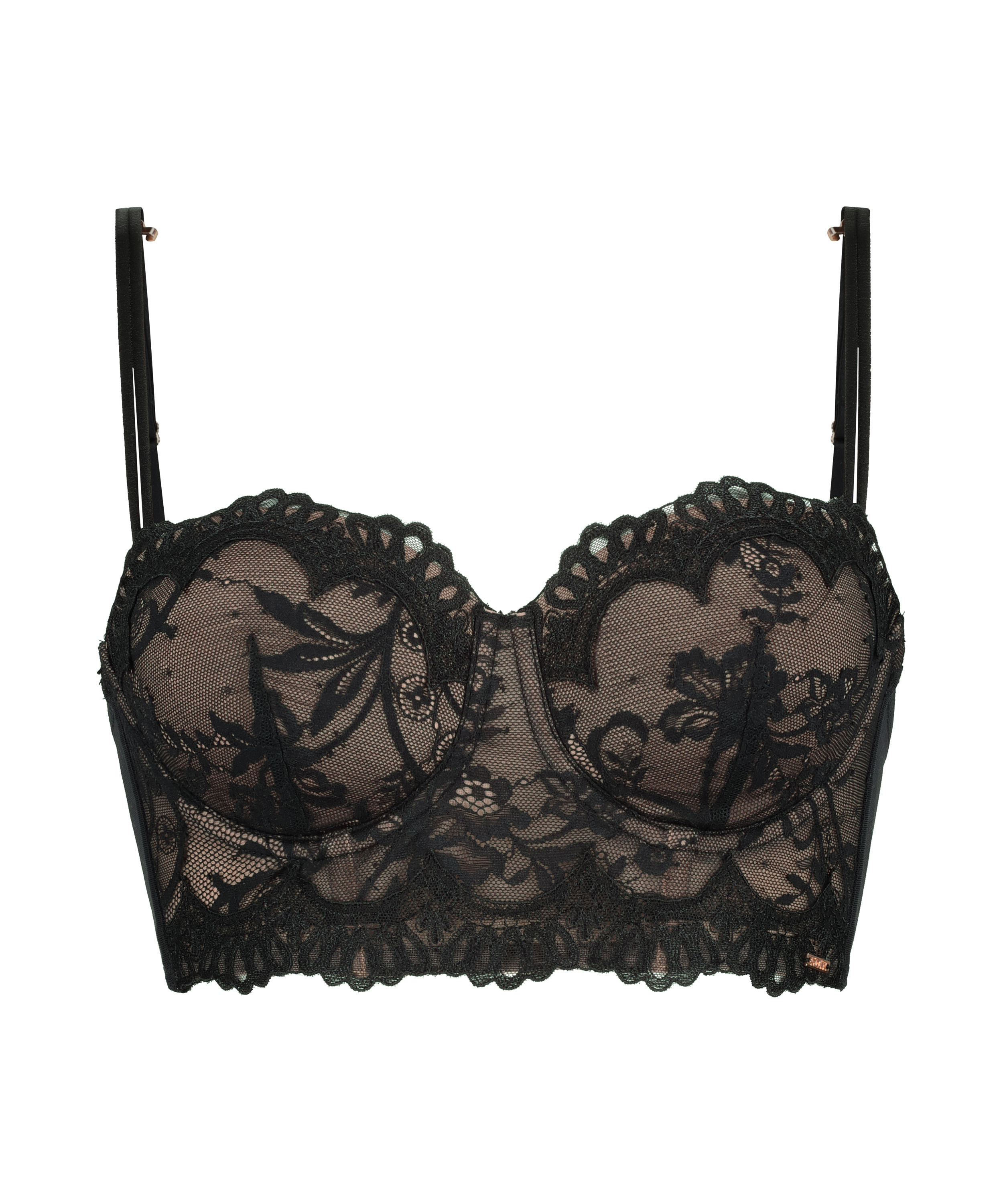 Soutien-gorge &agrave; armatures pr&eacute;form&eacute; longline Helena, Noir, main