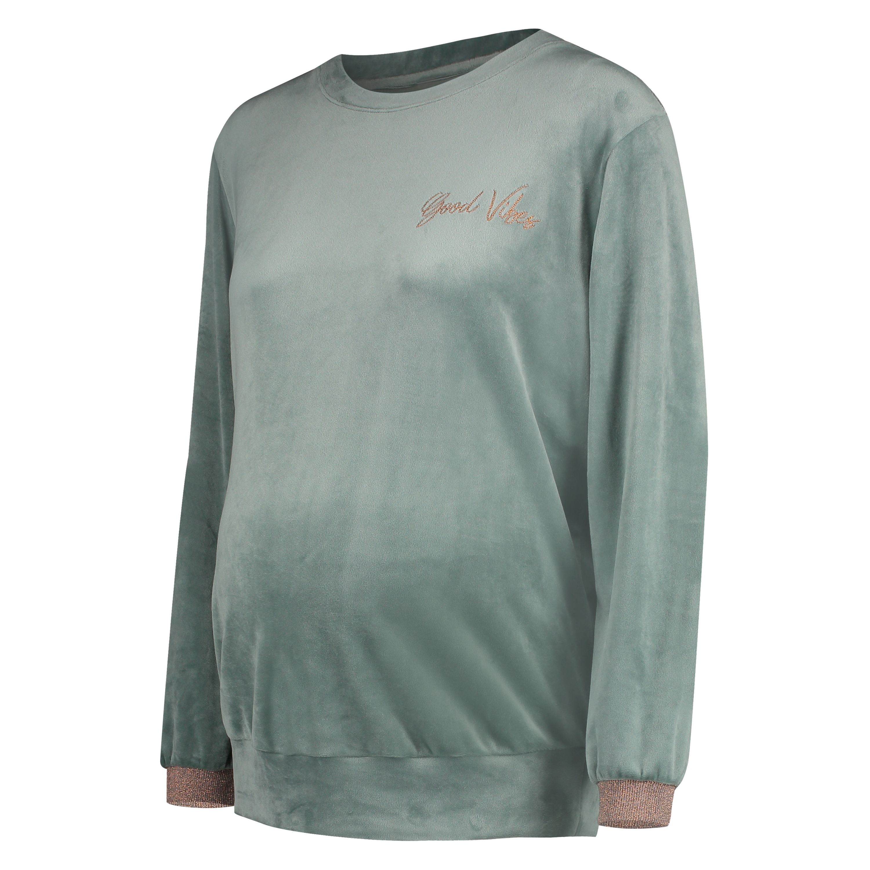 Top de grossesse en velours, Vert, main