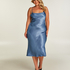 Robe midi Satin, Bleu